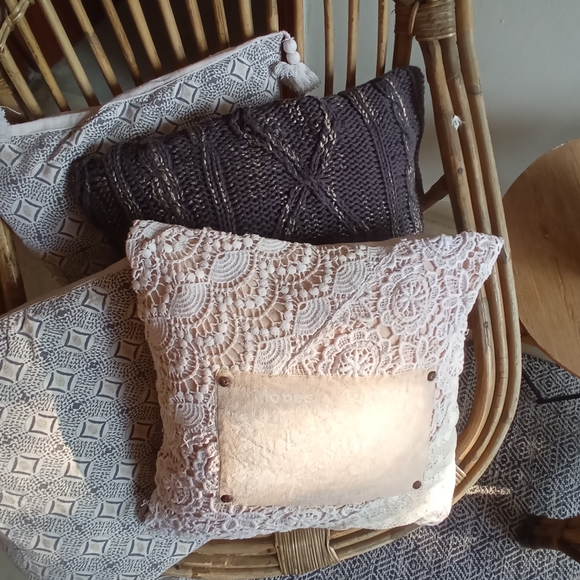 4 Boho Lace Knit Cushion Covers Set - Picture 16 of 17